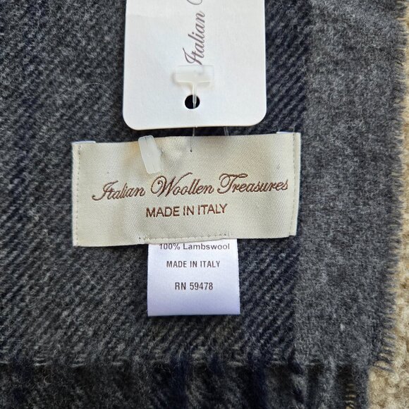 NWT Italian Woolen Treasures Wool Plaid Fringe Scarf - Picture 3 of 7